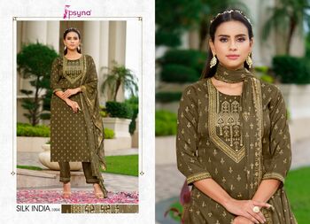 PSYNA SILK INDIA PRINTED KURTI PANT WITH DUPATTA LATEST CATALOGUE