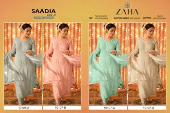 ZAHA SAADIA VOL 2 GEORGETTE EMBROIDERY PAKISTANI SUITS CATALOGUE