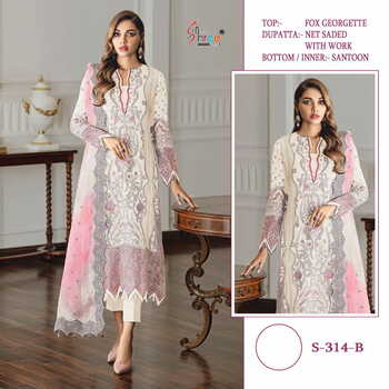 SHREE FABS S 314 SERIES FOUX GEORGETTE PAKISTANI SUITS AT SURAT