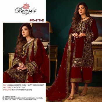 RAMSHA PRESENT R 470 COLOUR GEORGETTE EMBROIDERY SUITS