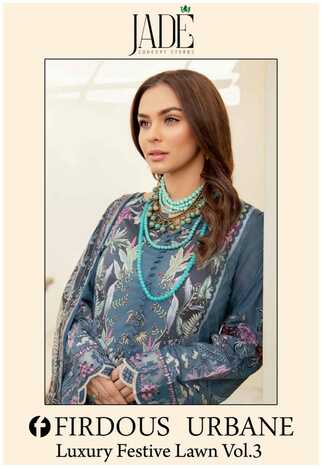 JADE FIRDOUS URBANE LUXURY FESTIVE LAWN VOL 3 PAKISTANI SUITS SUPPLIER SURAT