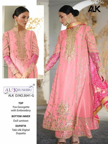 AL KHUSHBU ALK 3041 SERIES GEORGETTE EMBROIDERY PAKISTANI SUITS