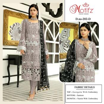 MOTIFZ 202 SERIES GEORGETTE EMBROIDERY PAKISTANI SUITS AT SURAT