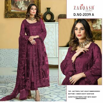 ZARQASH FIRDOUS D.NO 2039 PAKISTANI SALWAR SUITS CATALOGUE