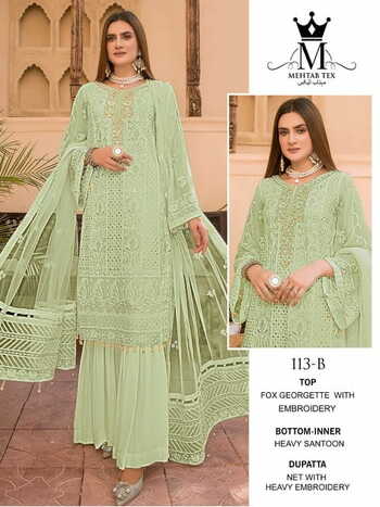 MEHTAB TEX 113 HIT COLOURS GEORGETTE PAKISTANI SUITS