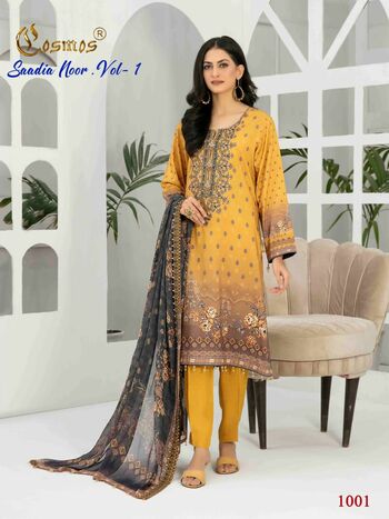 COSMOS SAADIA NOOR VOL 1 LAWN EMBROIDERY PAKISTANI SUITS 2023