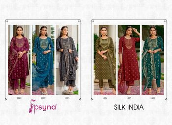 PSYNA SILK INDIA PRINTED KURTI PANT WITH DUPATTA LATEST CATALOGUE