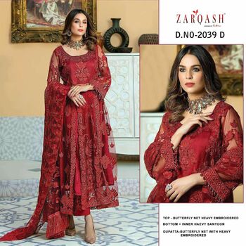 ZARQASH FIRDOUS D.NO 2039 PAKISTANI SALWAR SUITS CATALOGUE