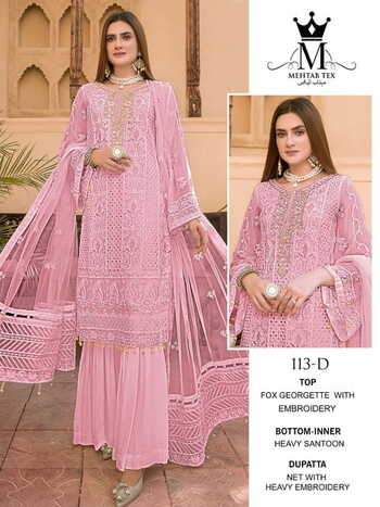 MEHTAB TEX 113 HIT COLOURS GEORGETTE PAKISTANI SUITS