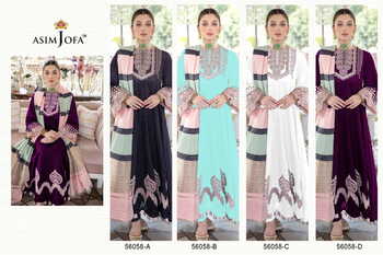 ASIM JOFA 56058 SERIES PAKISTANI LAWN COTTON SUITS SUPPLIER SURAT