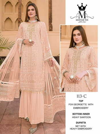 MEHTAB TEX 113 HIT COLOURS GEORGETTE PAKISTANI SUITS