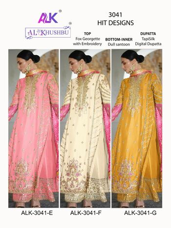 AL KHUSHBU ALK 3041 SERIES GEORGETTE EMBROIDERY PAKISTANI SUITS