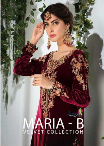 SANIYA TRENDZ MARIA B VELVET COLLECTION VOL 1 PAKISTANI VELVET EMBROIDERY SUITS WINTER COLLECTION