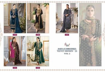  SHREE FABS MARIA B 3259 -3262 EMBROIDERED VELVET SALWAR SUITS