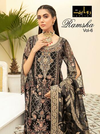 RAWAYAT RAMSHA VOL 6 FOUX GEORGETTE PAKISTANI SUITS