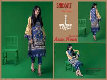 AGHA NOOR SHIDDAT VOL 4 JAM SATIN COTTON PRINT KARACHI SUITS