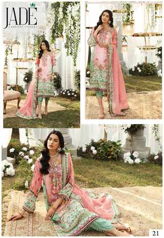 JADE FIRDOUS URBANE LUXURY FESTIVE LAWN VOL 3 PAKISTANI SUITS SUPPLIER SURAT