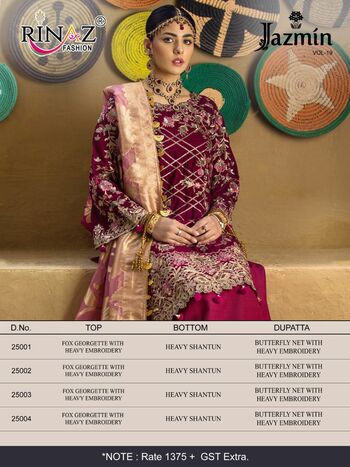 RINAZ FASHION JAZMIN VOL 19 PAKISTANI GEORGETTE SUITS