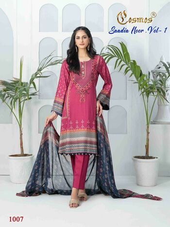 COSMOS SAADIA NOOR VOL 1 LAWN EMBROIDERY PAKISTANI SUITS 2023