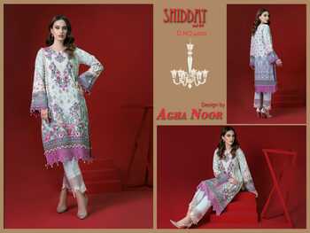 AGHA NOOR SHIDDAT VOL 4 JAM SATIN COTTON PRINT KARACHI SUITS