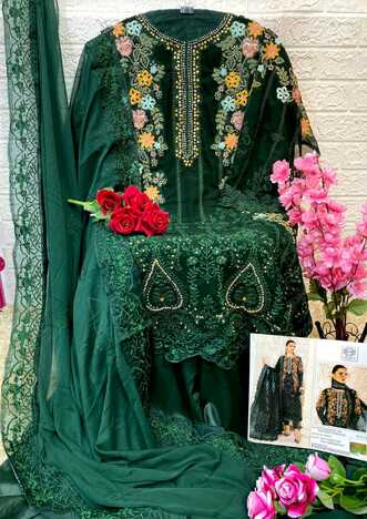 MUSHQ M 174 GEORGETTE EMBROIDERY PAKISTANI WINTER SUITS