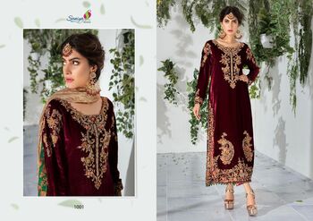 SANIYA TRENDZ MARIA B VELVET COLLECTION VOL 1 PAKISTANI VELVET EMBROIDERY SUITS WINTER COLLECTION