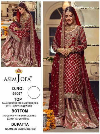 ASIM JOFA 56067 SERIES GEORGETTE EMBROIDERED PAKISTANI SUITS