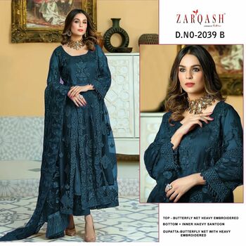 ZARQASH FIRDOUS D.NO 2039 PAKISTANI SALWAR SUITS CATALOGUE