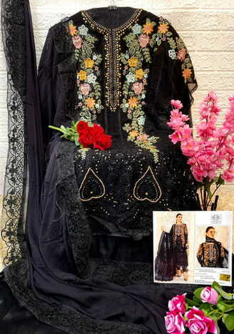 MUSHQ M 174 GEORGETTE EMBROIDERY PAKISTANI WINTER SUITS