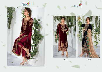 SANIYA TRENDZ MARIA B VELVET COLLECTION VOL 1 PAKISTANI VELVET EMBROIDERY SUITS WINTER COLLECTION