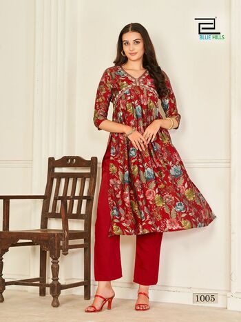 BLUE HILLS SUHANA CHANDERI PRINTED KURTIS WHOLESALER SURAT