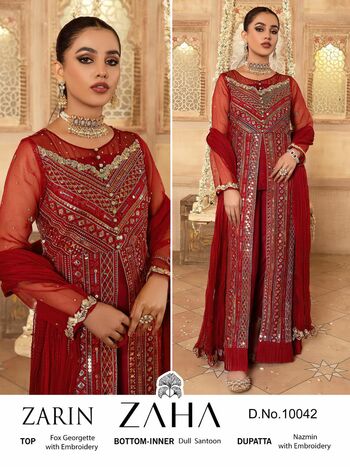 ZAHA ZARIN GEORGETTE EMBROIDERY PAKISTANI SUITS CATALOGUE