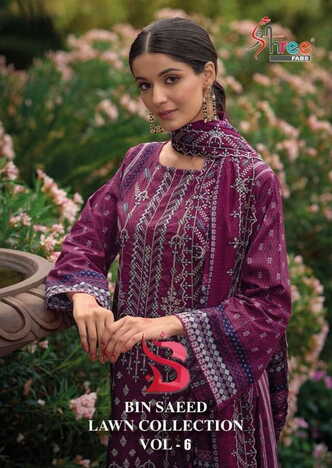 SHREE FABS BIN SAEED LAWN COLLECTION VOL 6 6001 TO 6006 SERIES PAKISTANI SUITS