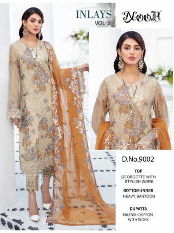 NOOR INLAYS VOL 3 PAKISTANI GEORGETGE SALWAR KAMEEZ SUPPLIER