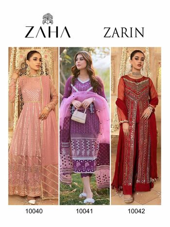 ZAHA ZARIN GEORGETTE EMBROIDERY PAKISTANI SUITS CATALOGUE