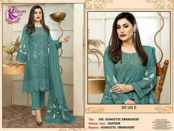 DINSAA SUIT DS 168 FOUX GEORGETTE KHATLI WORK PAKISTANI SUITS