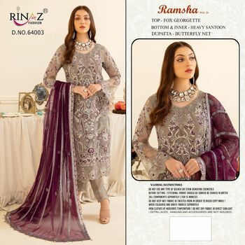 RINAZ FASHION RAMSHA VOL 24 FOUX GEORGETTE PAKISTANI SUITS SURAT