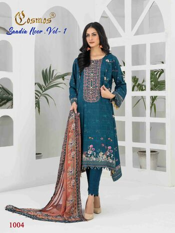 COSMOS SAADIA NOOR VOL 1 LAWN EMBROIDERY PAKISTANI SUITS 2023