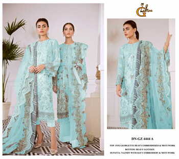 G ZAHRA GZ 4444 FOUX GEORGETTE EMBROIDERY SUITS CATALOGUE