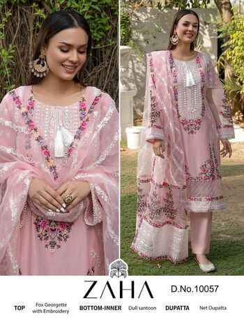 ZAHA MISTY VOL 4 GEORGETTE EMBROIDERY PAKISTANI SUITS CATALOGUE