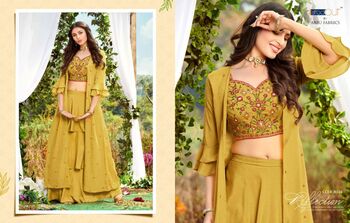 ANJU FABRICS LA FASHION CROP TOP SKIRT WITH SHRUG MANUFACTURER INDORE