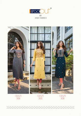 ANJU FABRICS CRAZY VOL 5 VISCOSE RAYON KURTIS COLLECTION 2023