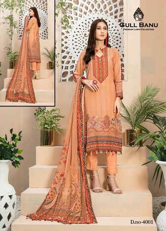 GULL AAHMED GULL BANU VOL 4 PURE LAWN KARACHI SUITS WHOLESALE