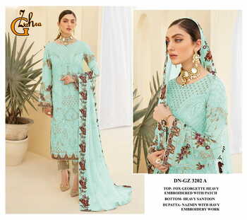 G ZAHRA GZ 3202 PAKISTANI GEORGETTE EMBROIDERY SUITS