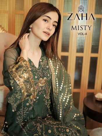 ZAHA MISTY VOL 4 GEORGETTE EMBROIDERY PAKISTANI SUITS CATALOGUE