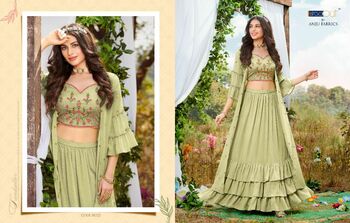 ANJU FABRICS LA FASHION CROP TOP SKIRT WITH SHRUG MANUFACTURER INDORE