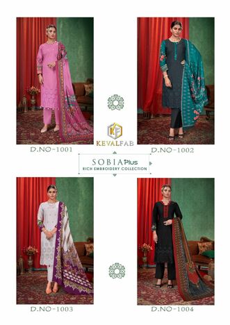 KEVAL FAB SOBIA PLUS LUXURY COTTON KARACHI SUITS CATALOGUE