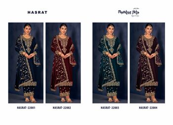 MUMTAZ ARTS HASRAT PURE VELVET EMBROIDERY SUITS SUPPLIER SURAT