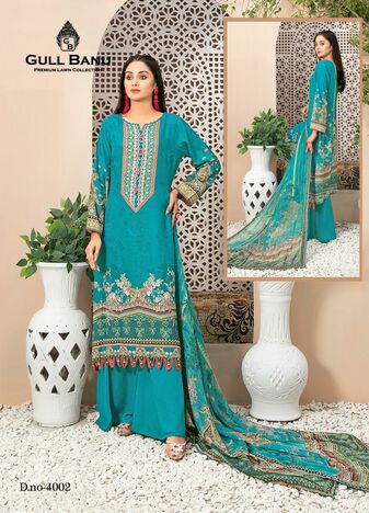 GULL AAHMED GULL BANU VOL 4 PURE LAWN KARACHI SUITS WHOLESALE