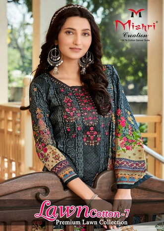 MISHRI CREATION LAWN COTTON VOL 7 KARACHI SALWAR SUITS AT SURAT